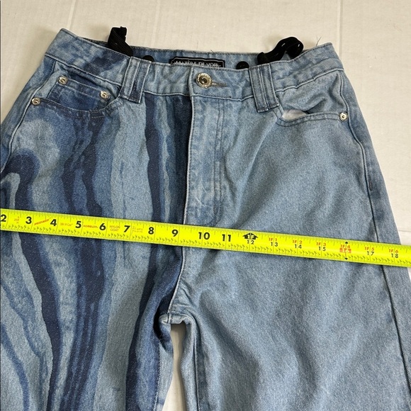 Maniere De Voir Marble Print Mom Jeans Size 8 High Waisted Distressed Denim Jean - Picture 10 of 14